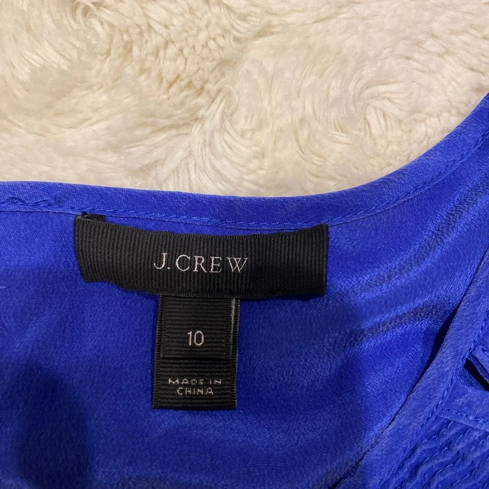 J Crew Elegant Royal Blue Women's Blouse with 3/4 sleeves size 10